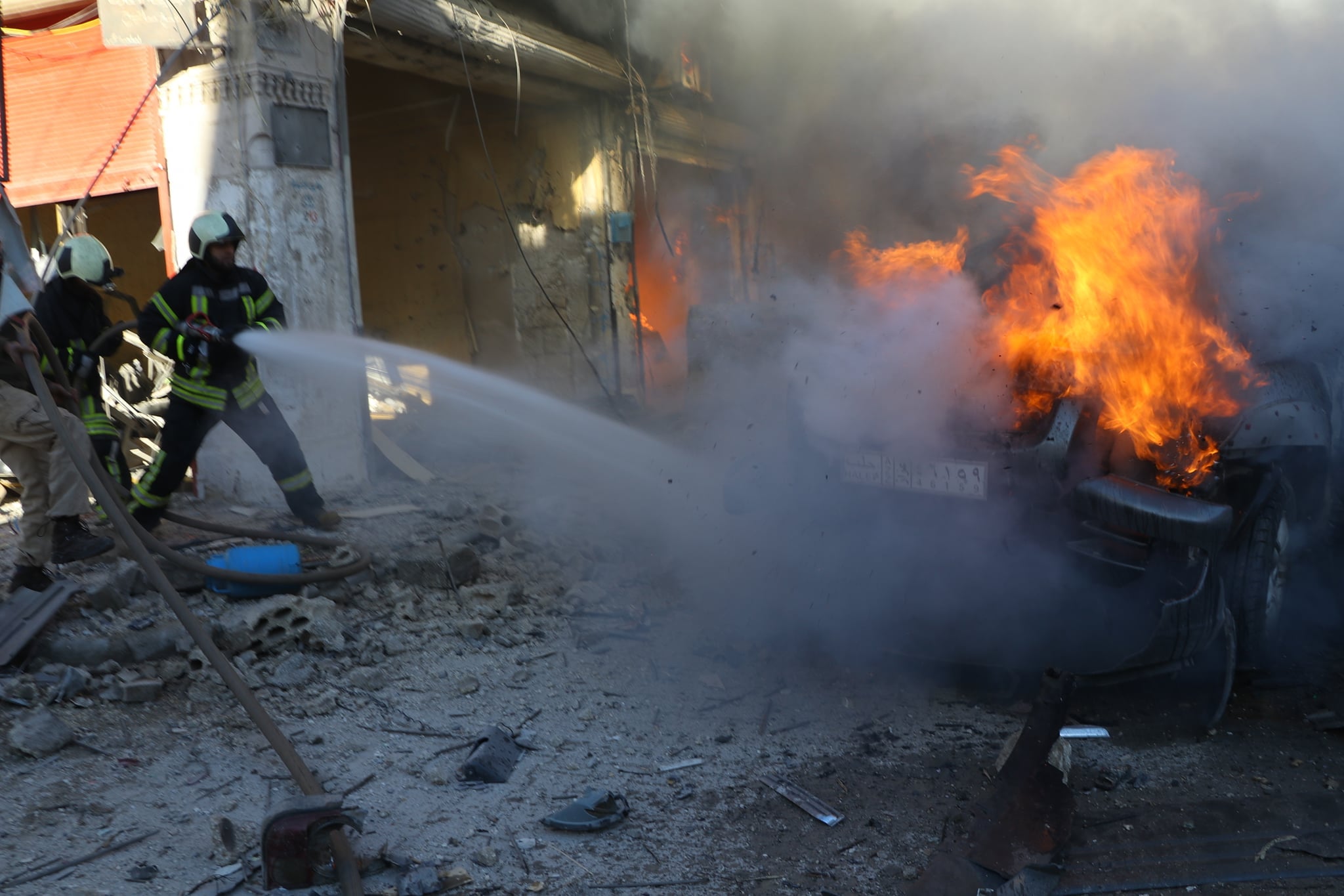 ضحايا ومصابين إثر هجوم على مدين عفرين بريف حلب 20-1-2022