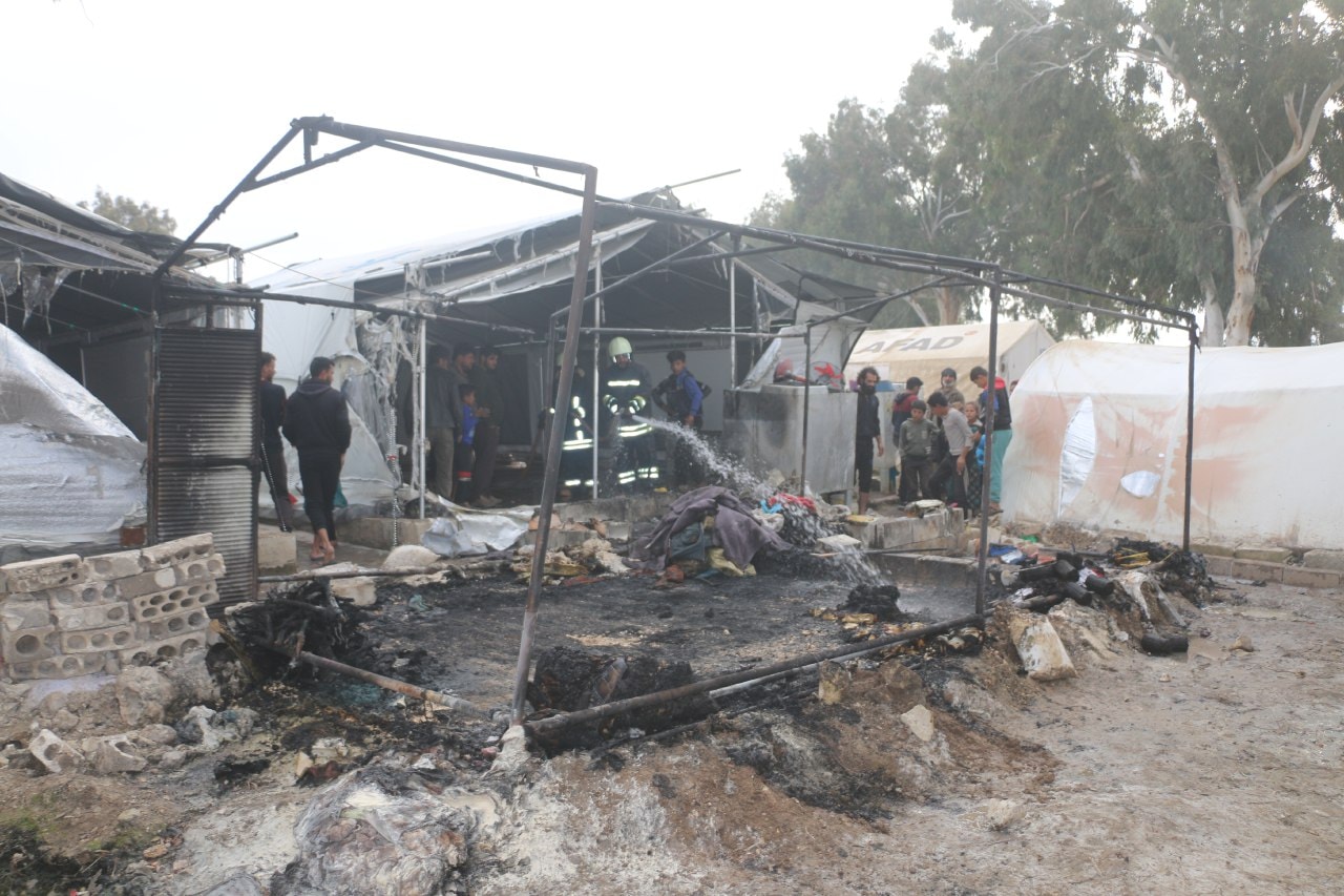 A fire broke out at an IDPs camp west of Idlib on 24-2-2022