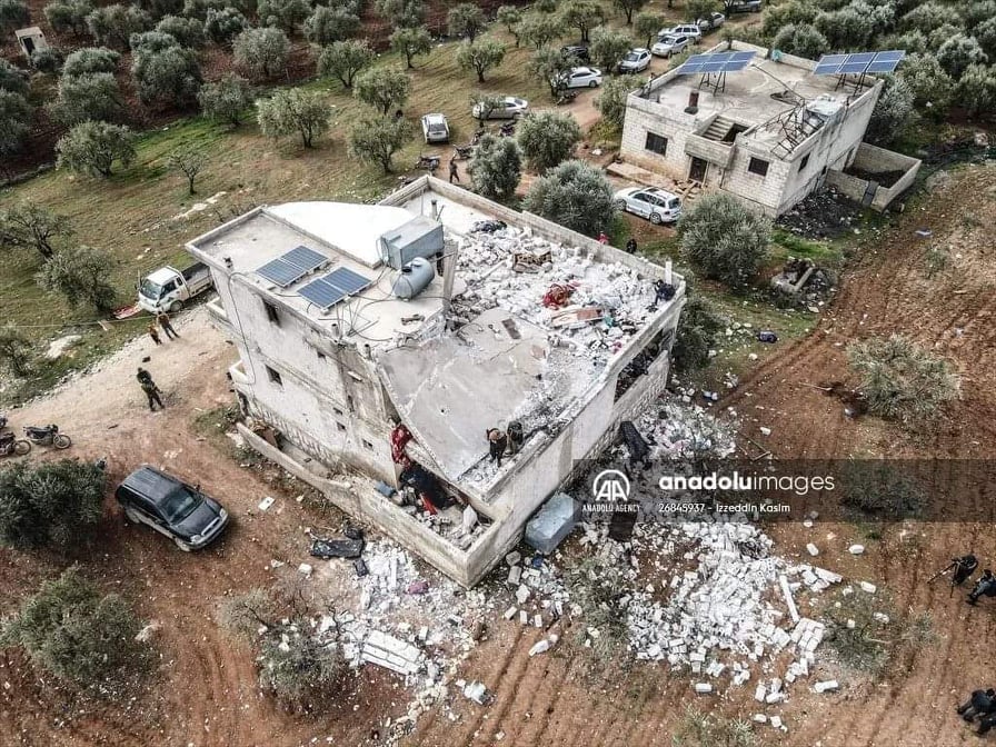The site of the international coalition forces' landing on Atma in Idlib in Syria 3-2-2022