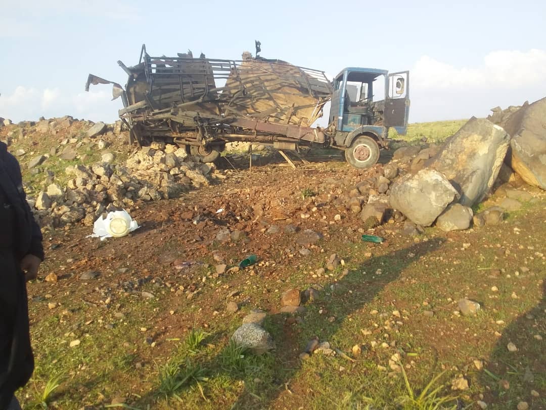 Two civilians were killed by the blast of a landmine east of Hama on March 25