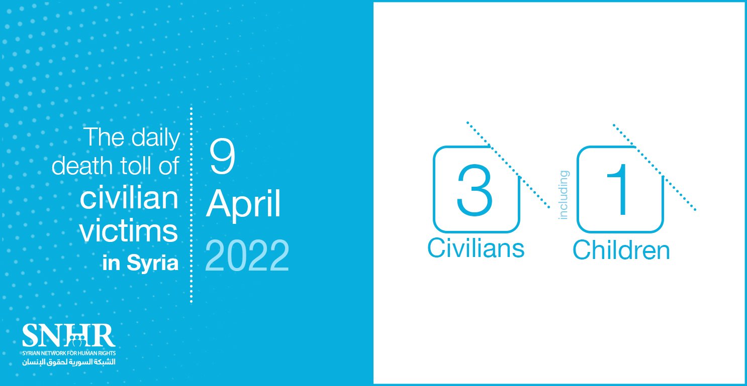 Civilians victims toll in Syria, April 9, 2022