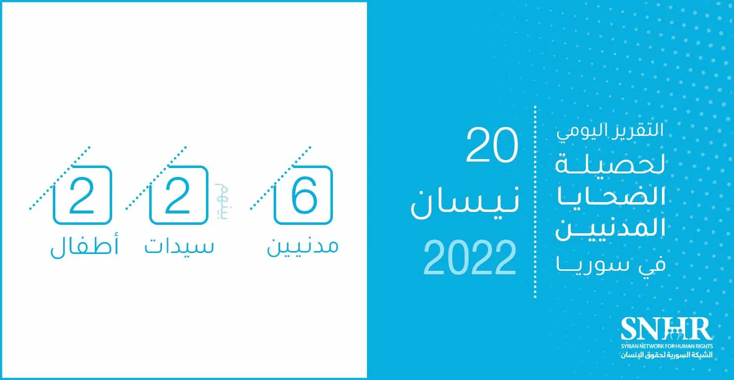 حصيلة الضحايا المدنيين في سوريا 20-4-2022