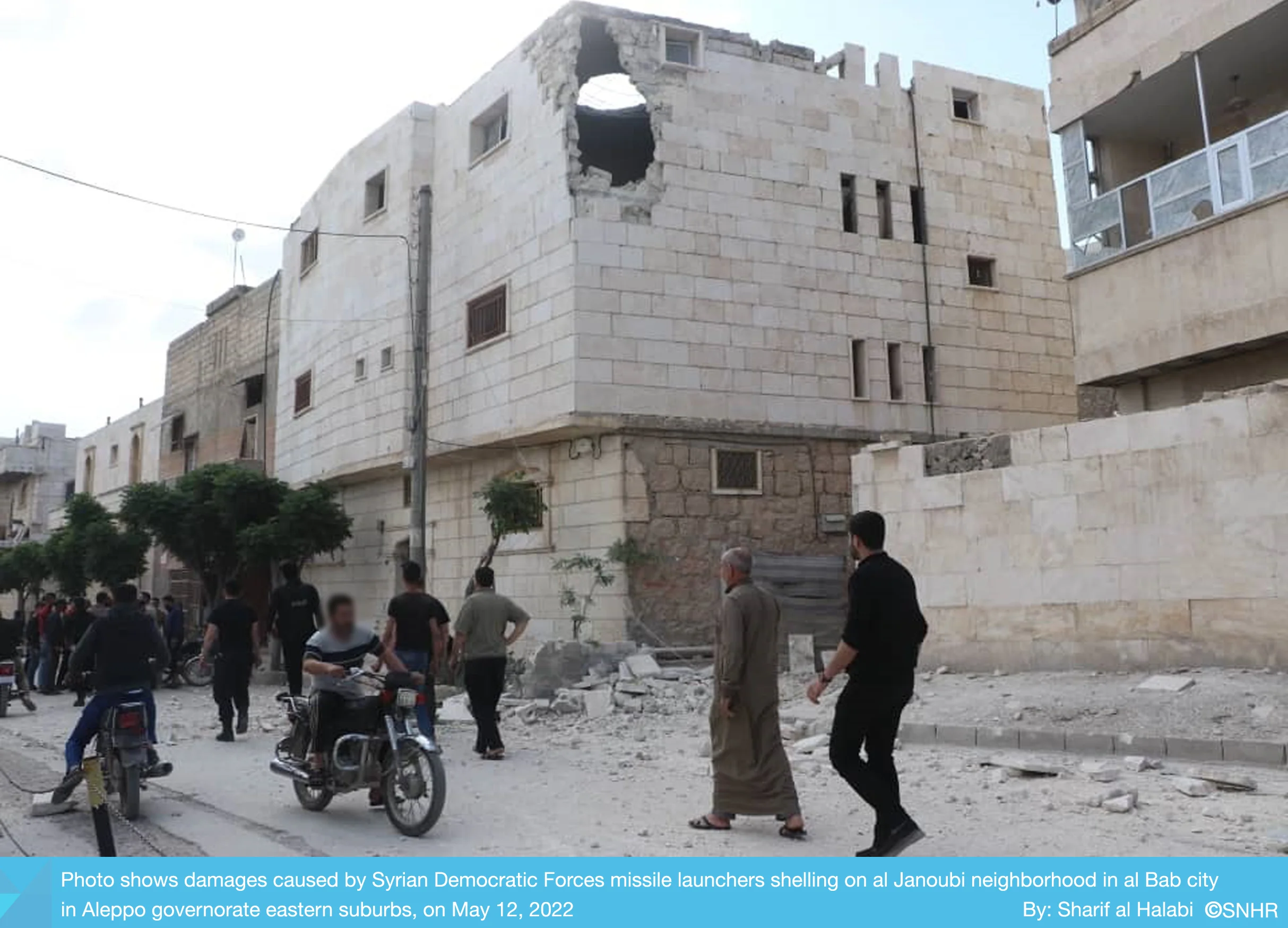 قسد تقصف مدينة الباب بريف حلب في 12-5-2022 - الشبكة السورية لحقوق الإنسان