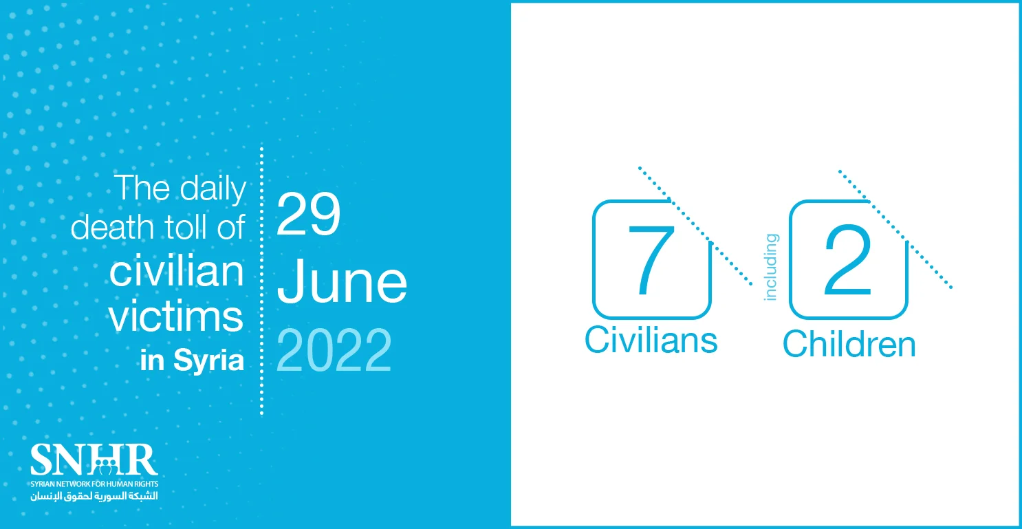 death toll of civilian victims in Syria on June 29, 2022