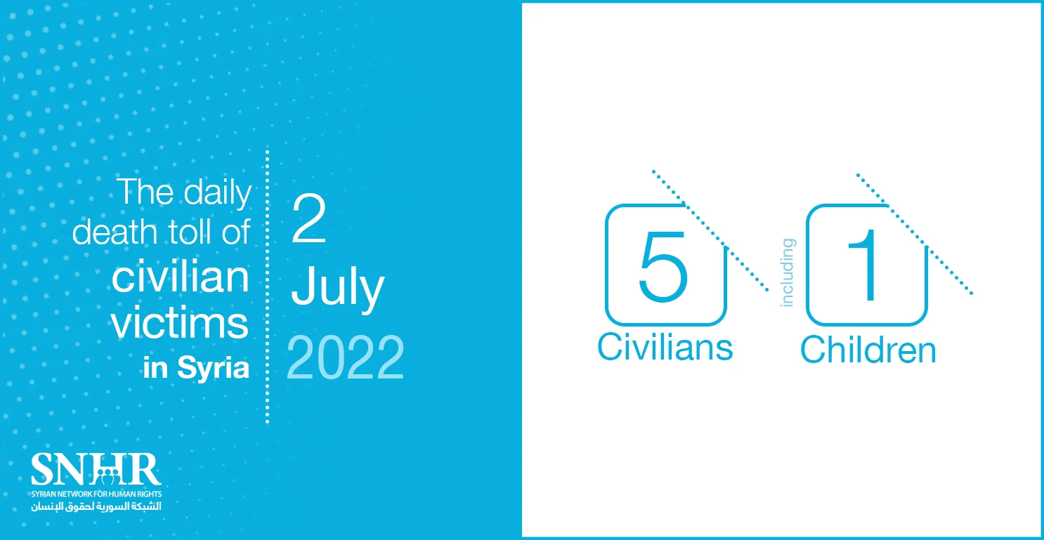 Civilians victims toll in Syria, July 2, 2022