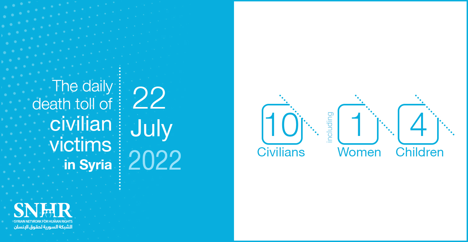 Civilians victims toll in Syria, July 22, 2022