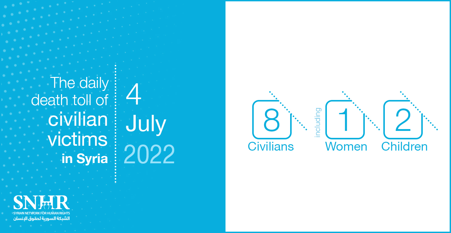 Civilians victims toll in Syria, July 4, 2022