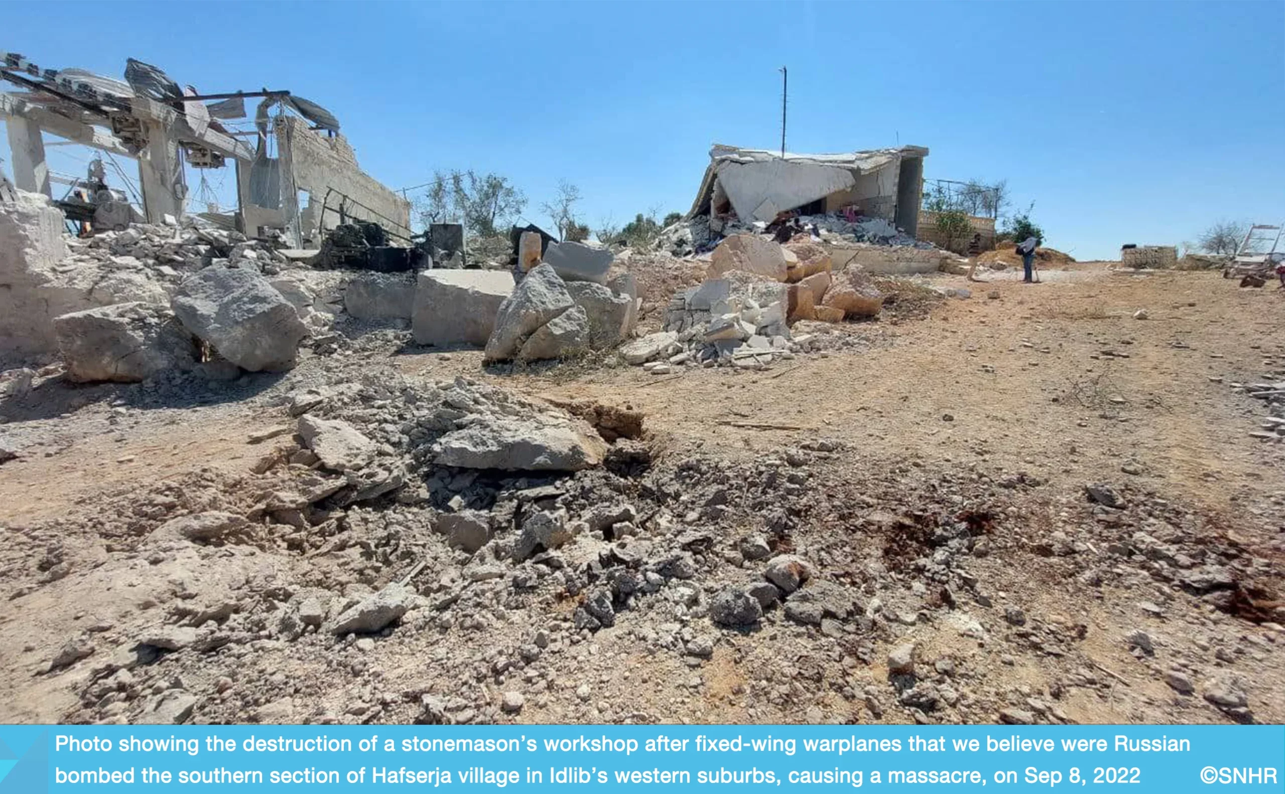 Russian airstrikes inflict a massacre of civilians in Hafserja village in Idlib on September 8