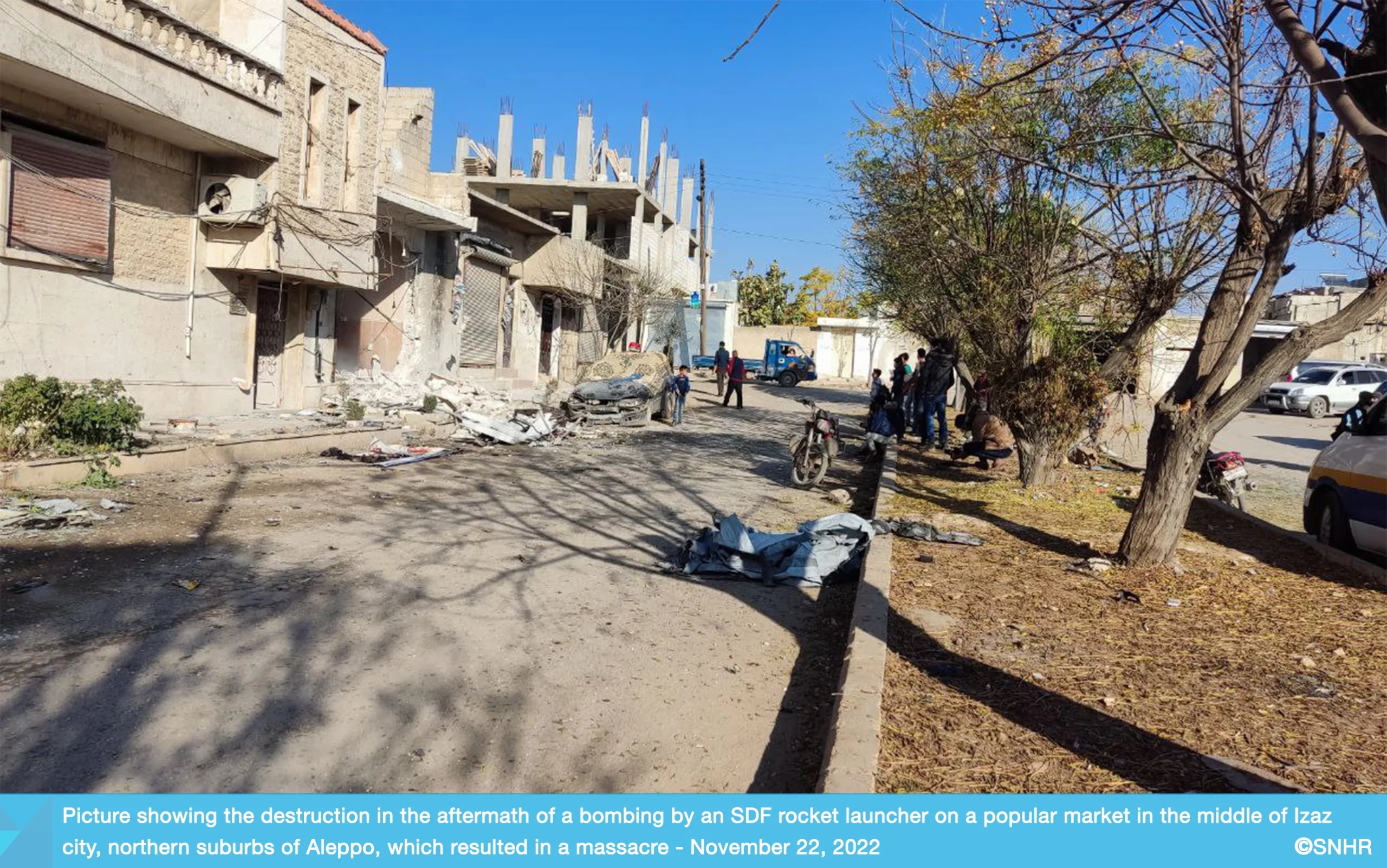 SDF bombing of a market in Izaz city, Aleppo causes a massacre, November 22