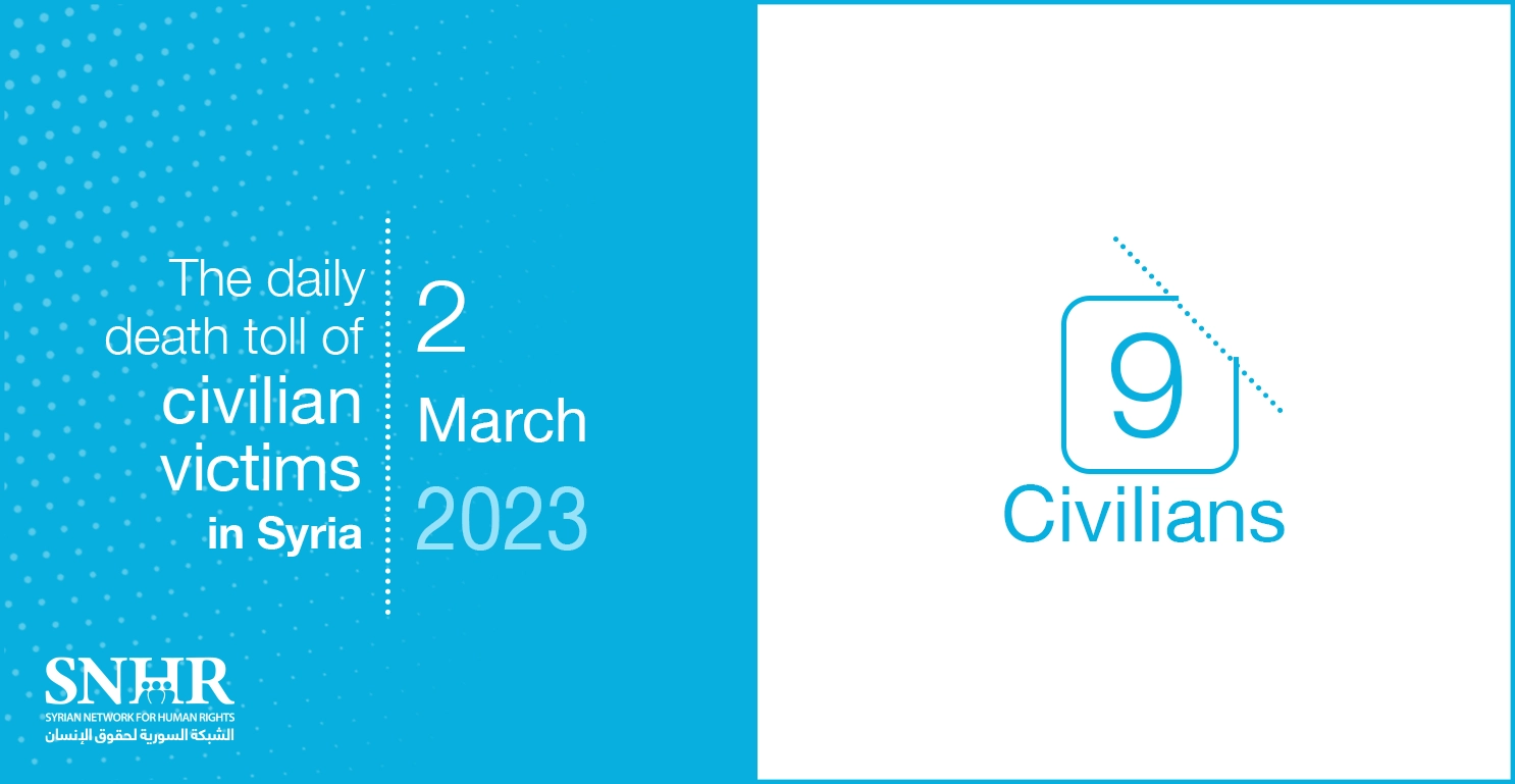 The daily death toll of civilian victims in Syria on March 2, 2023