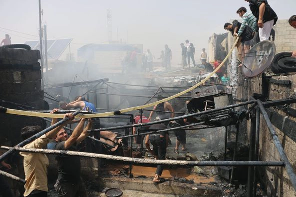 Fire breaks out in an IDP Camp in northern Aleppo governorate, June 3, 2023