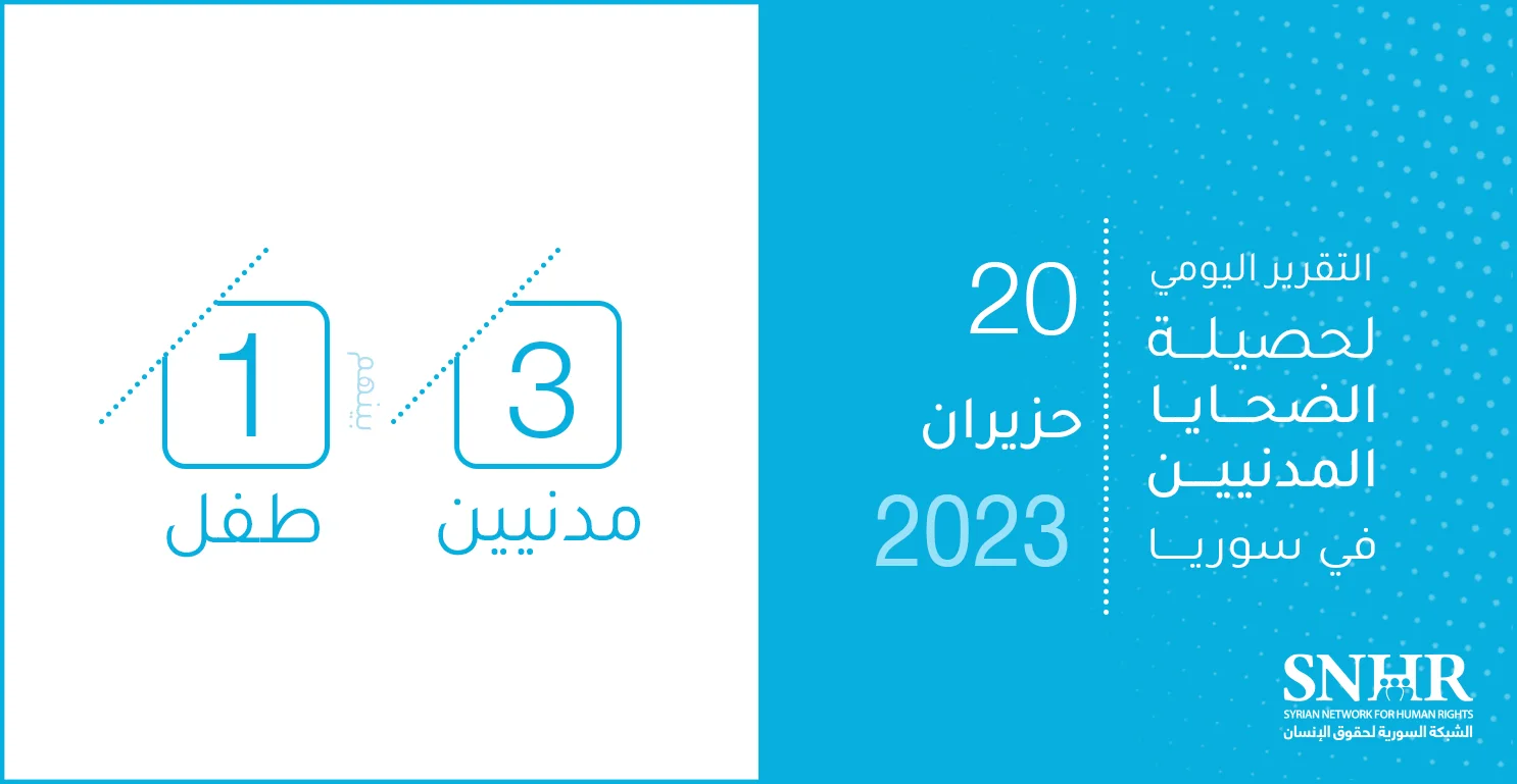 التقرير اليومي لحصيلة الضحايا المدنيين في سوريا 20-6-2023