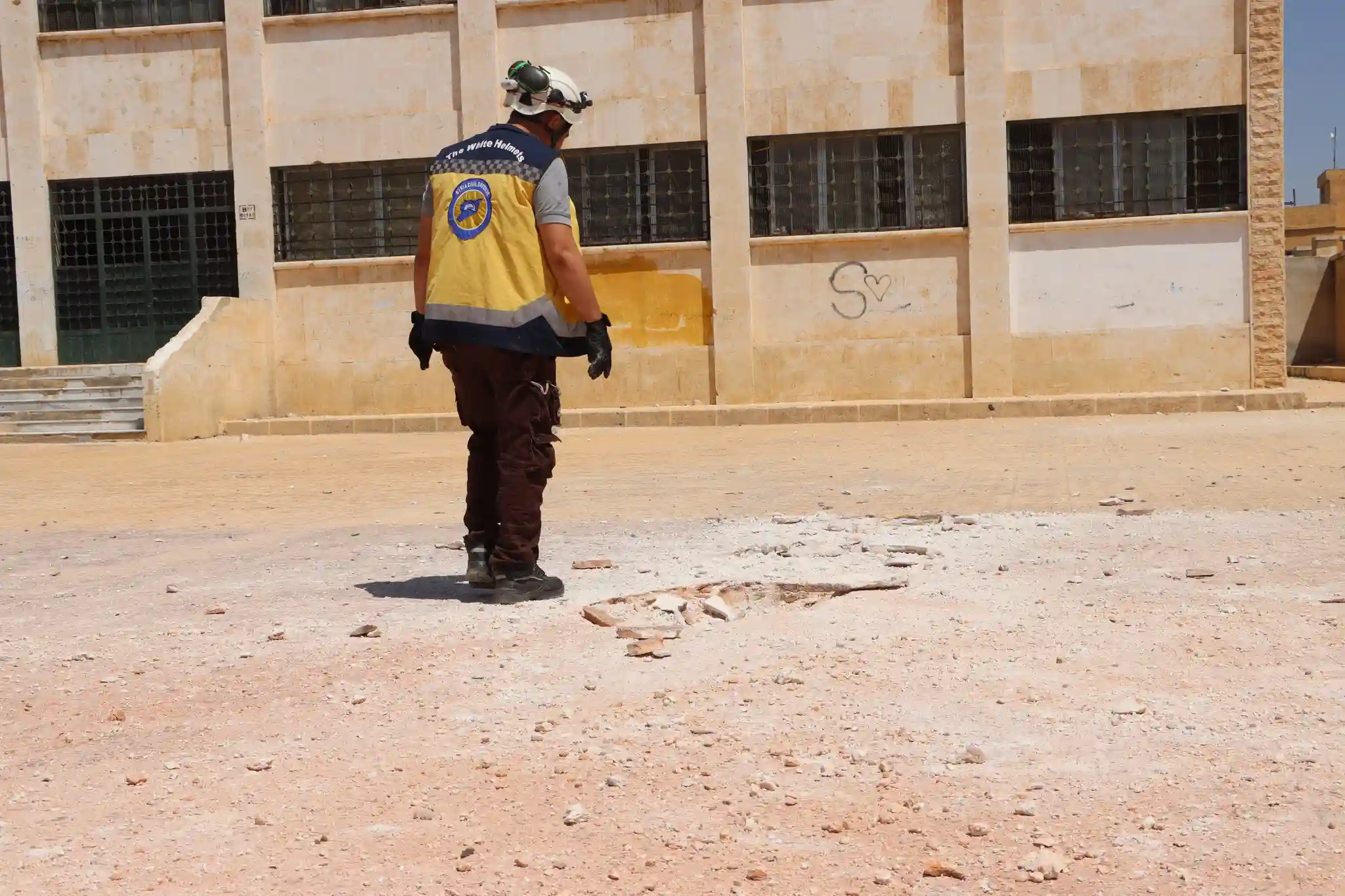 Syrian regime forces bomb a school in western Aleppo governorate, August 10, 2023