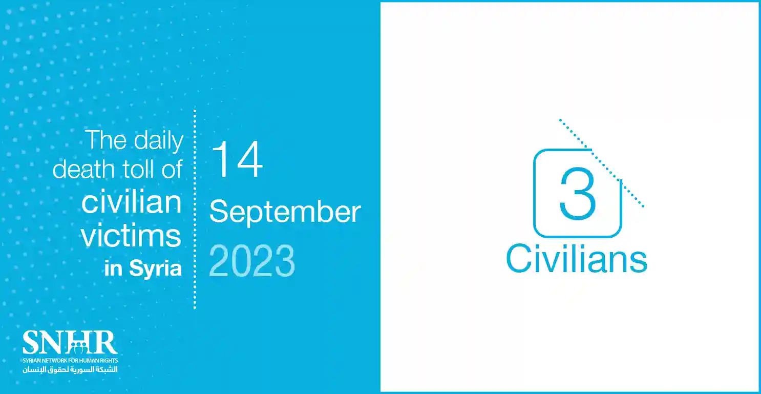 The daily death toll of civilian victims in Syria on September 14, 2023