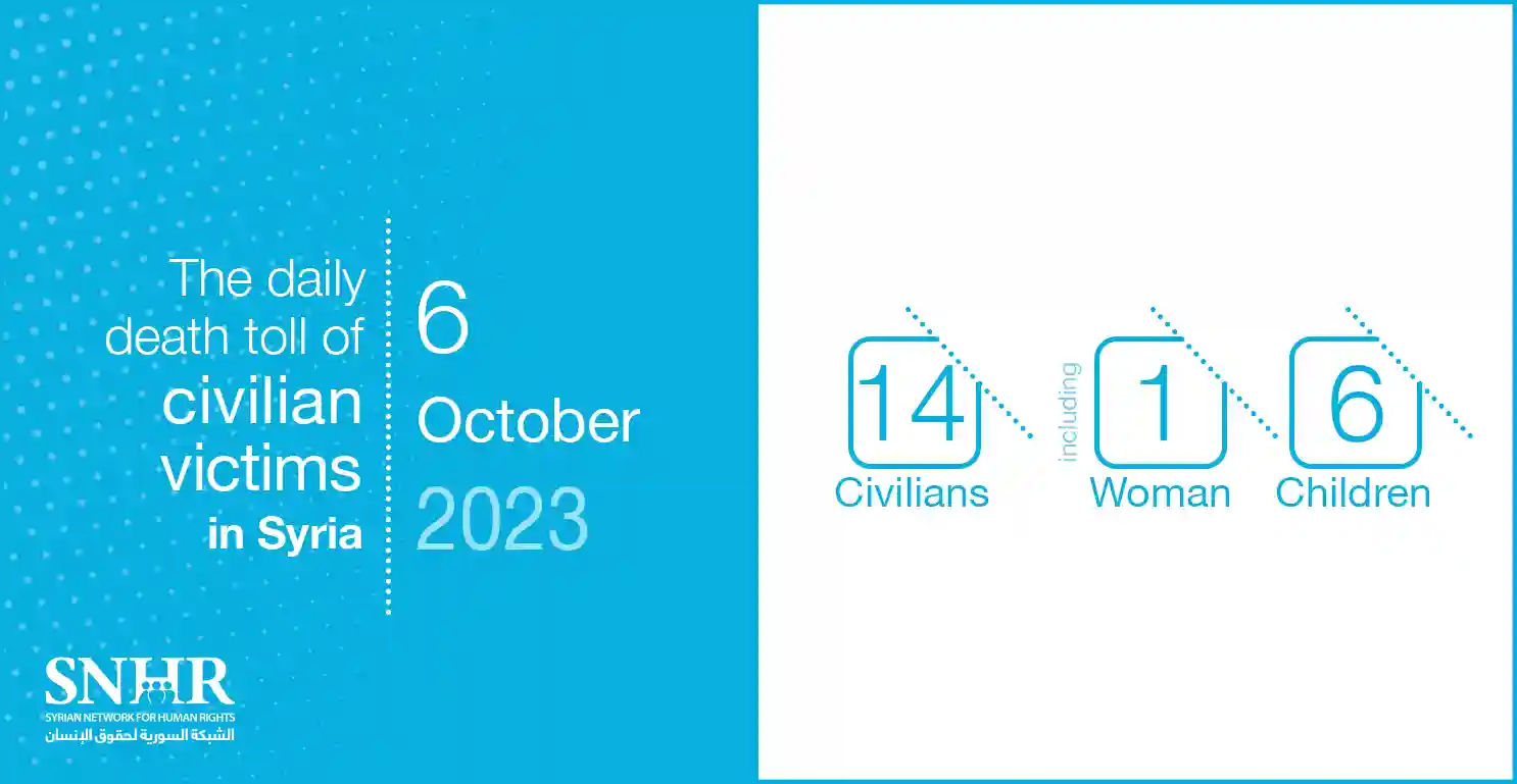 The daily death toll of civilian victims in Syria on October 6, 2023