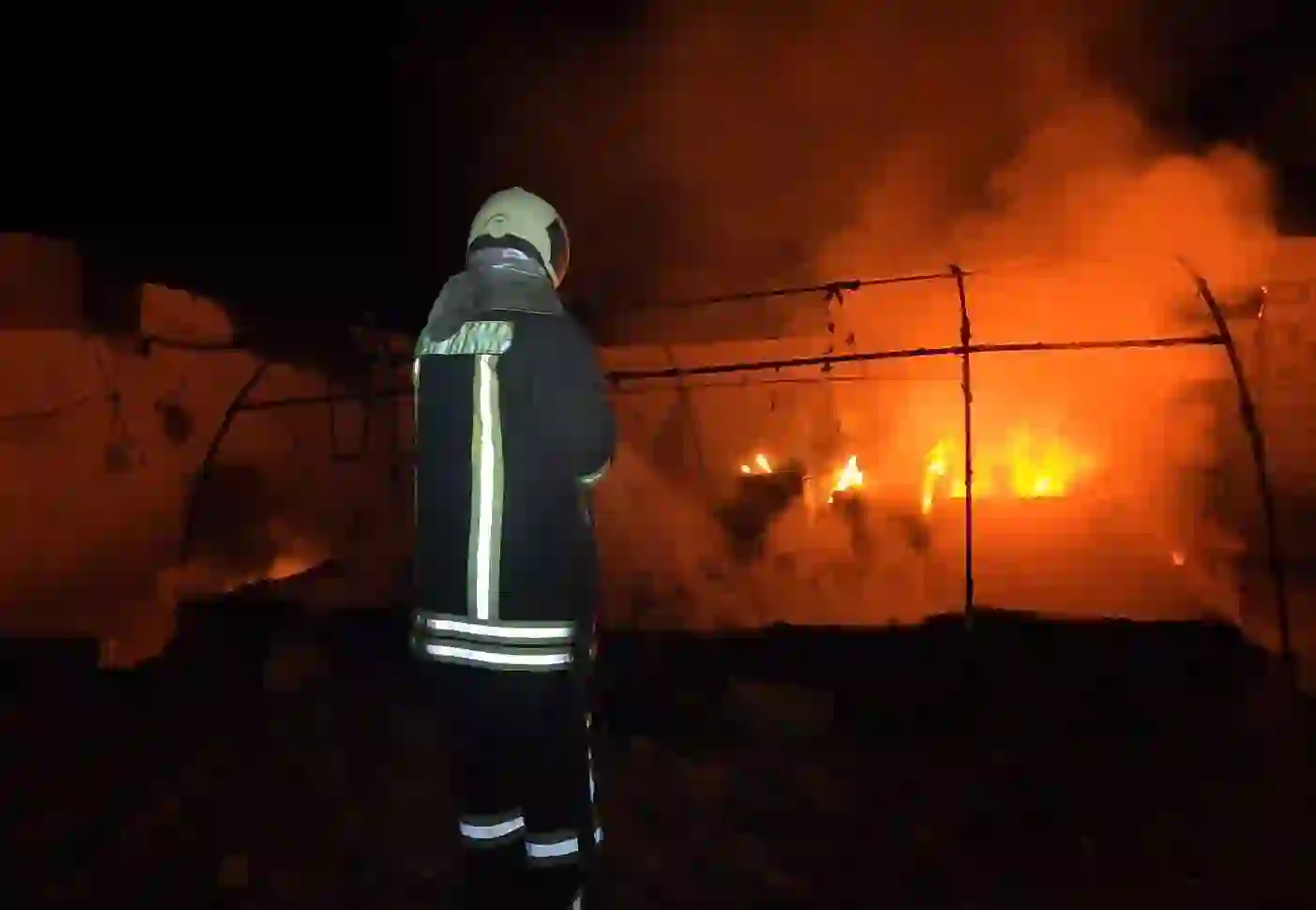 Fire breaks out in an IDPs tent in northern Idlib governorate, November 2, 2023