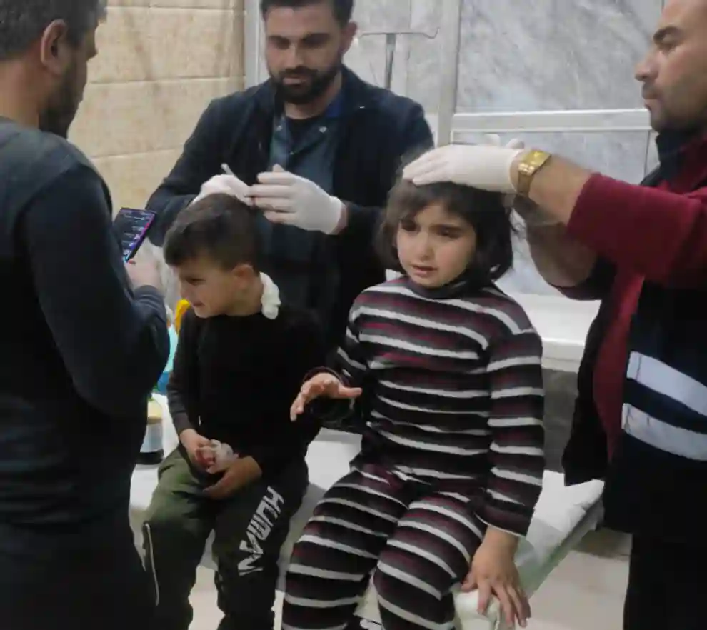 Two child siblings injured in a ground regime attack in W. Aleppo, December 9, 2023