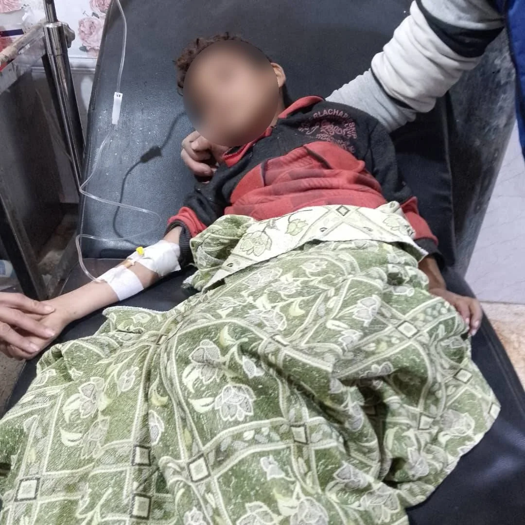 Child named Ahmad al-Ibrahim injured by the explosion of a war remnant in E. Deir Ez-Zour, January 19, 2024