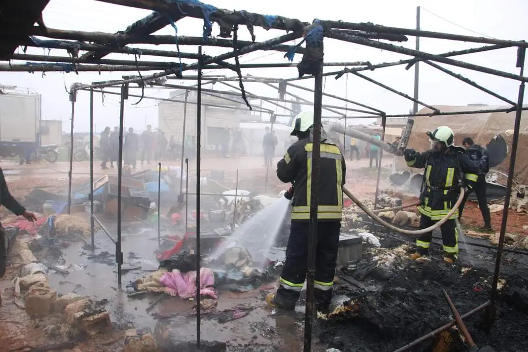 Fire breaks out in an IDPs’ tent in N. Idlib, January 17, 2024