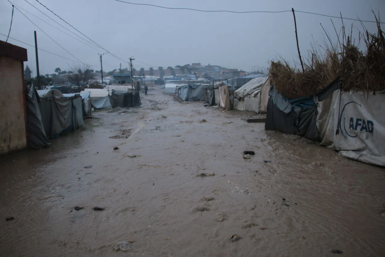 Heavy rains cause damage to an IDPs camp in E. Aleppo, February 14, 2024