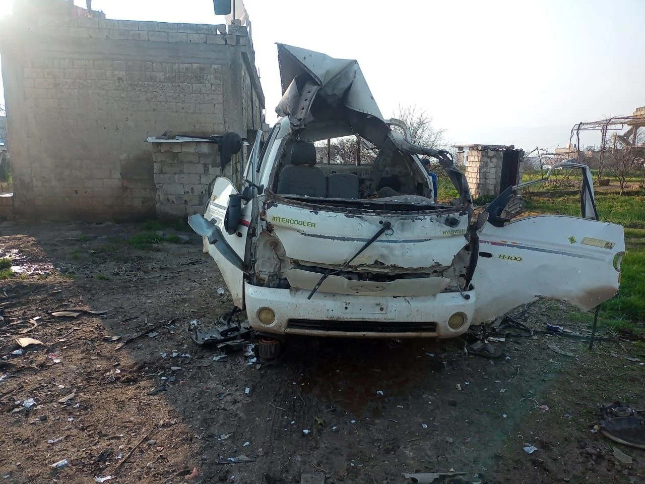 Father & 2 children, injured in a regime drone attack on a motorbike in W. Hama, February 22, 2024