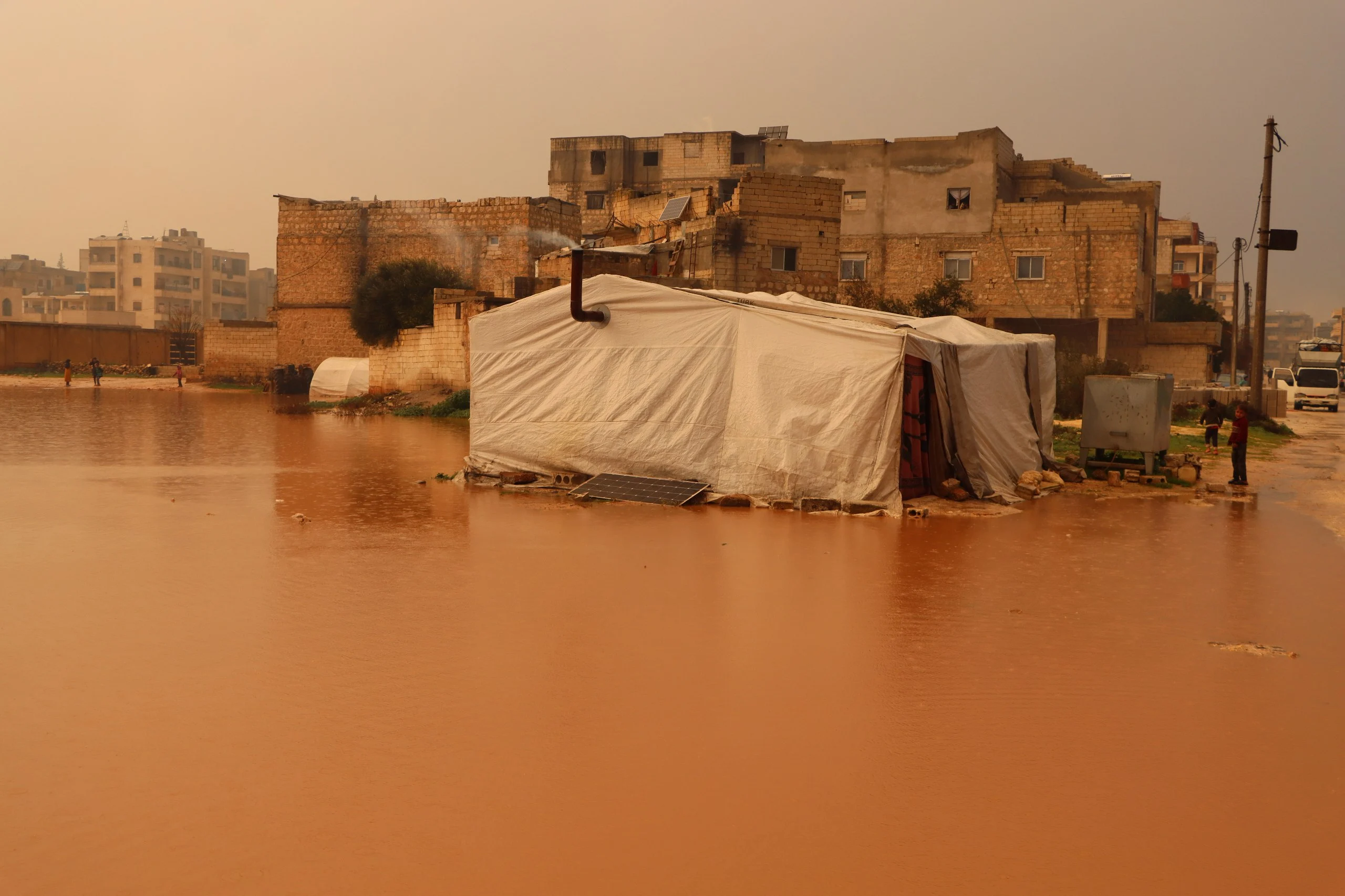 Heavy rains cause damage to two IDPs camps in N. Idlib, January 31, 2024