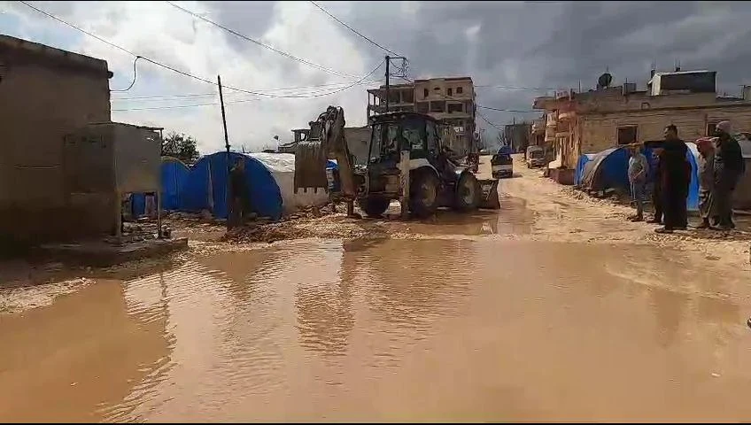 Rainfall causes material damage to IDPs camps in N. Aleppo, March 21, 2024