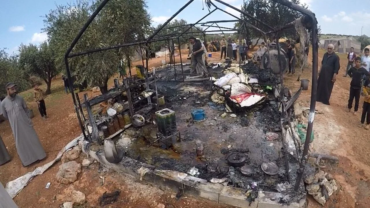 Fire breaks out in two IDPs tents in N. Idlib, April 19, 2024