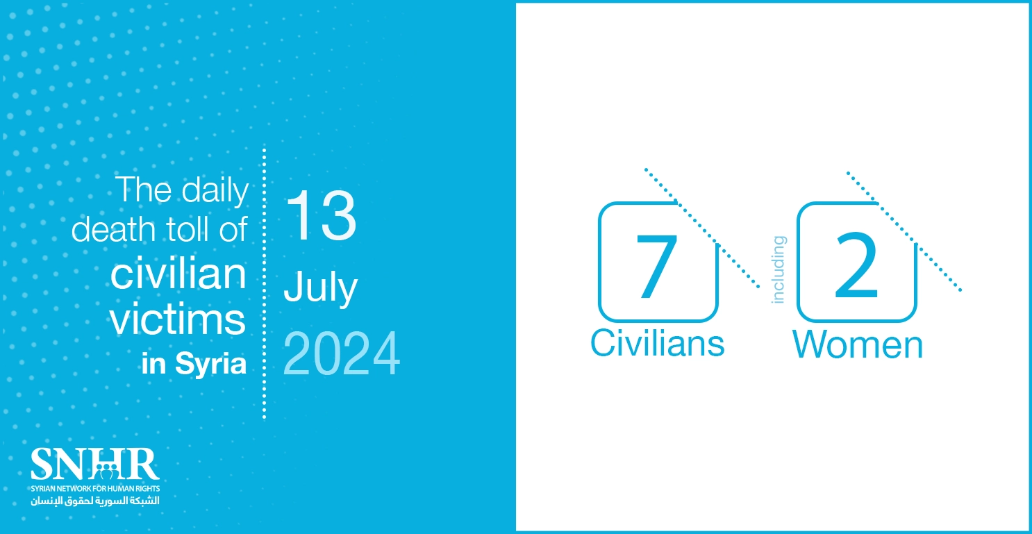 The daily death toll of civilian victims in Syria on July 13, 2024