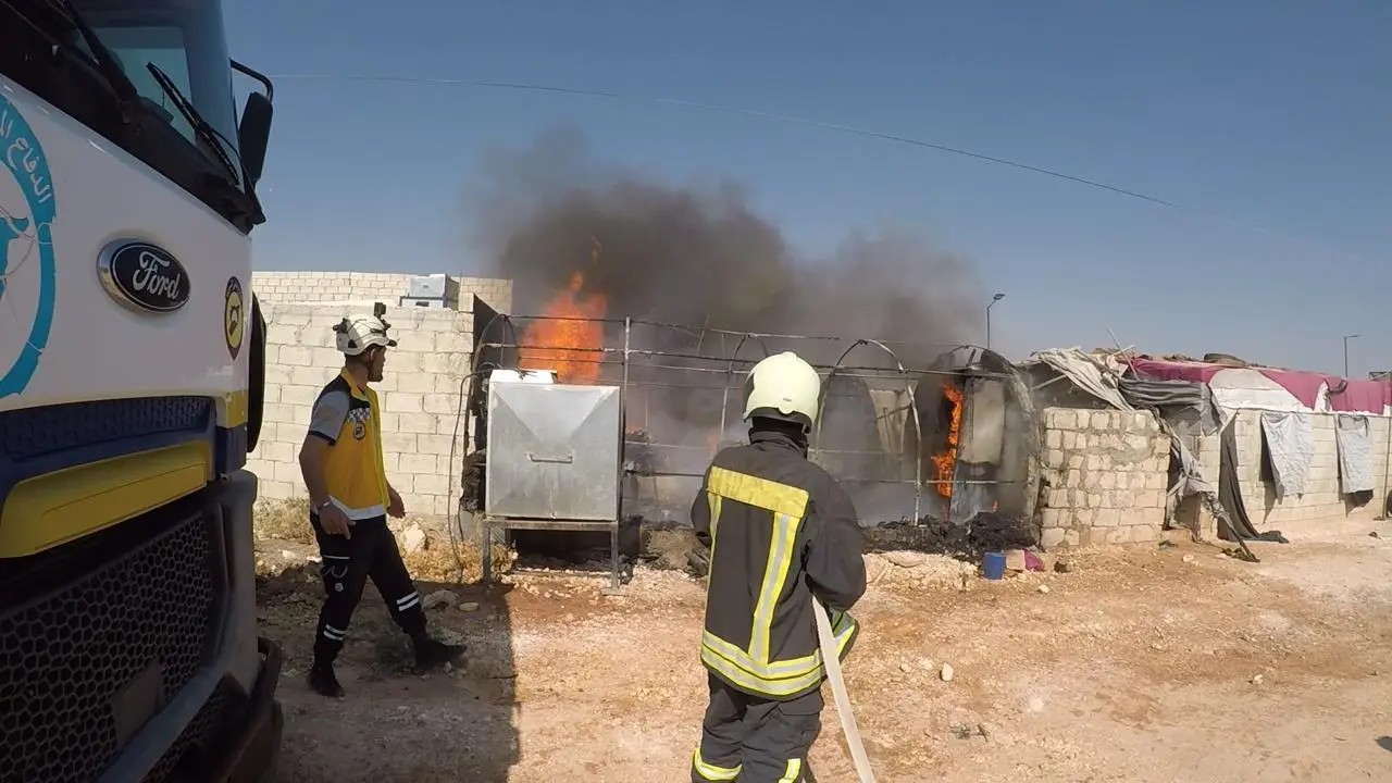 Fire breaks out in an IDPs camp in NW. Aleppo, July 21, 2024