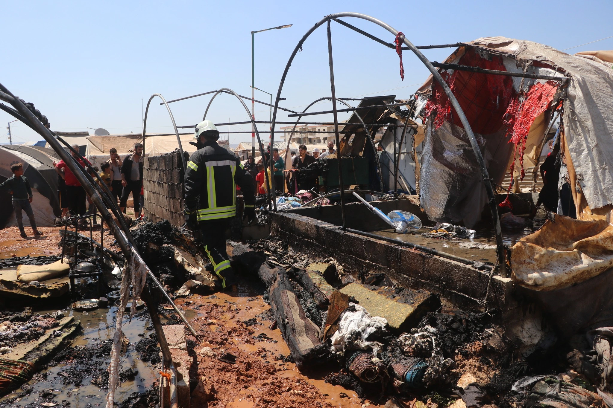 Fire breaks out in an IDPs camp in NW. Aleppo, August 4, 2024