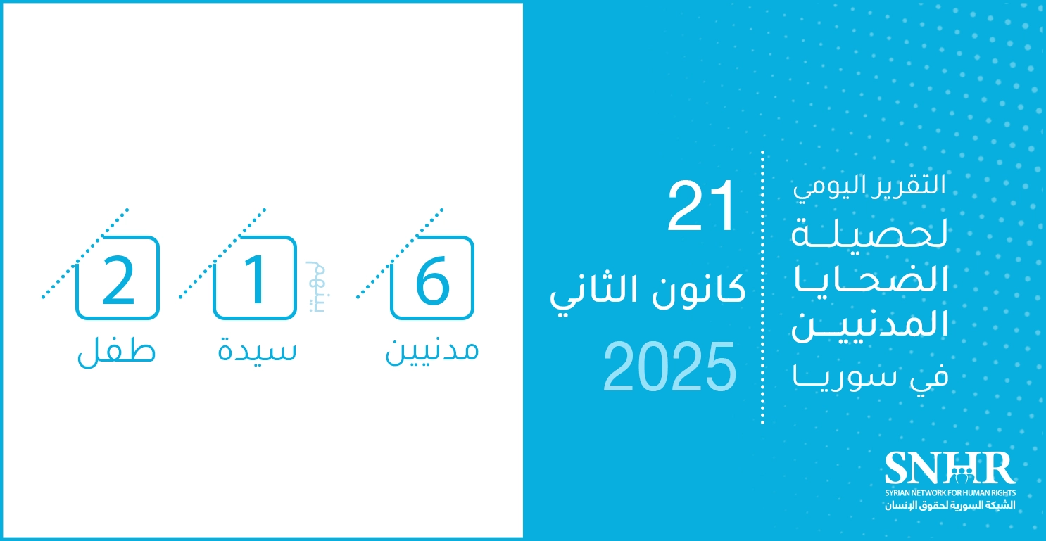 التقرير اليومي لحصيلة الضحايا المدنيين في سوريا 21-1-2025