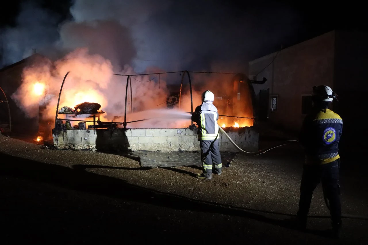 Fire breaks out in an IDP tent in NW. Aleppo, February 23, 2025