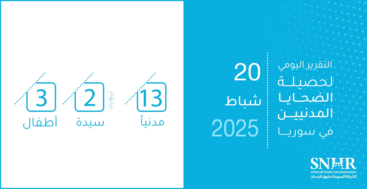 التقرير اليومي لحصيلة الضحايا المدنيين في سوريا 20-2-2025